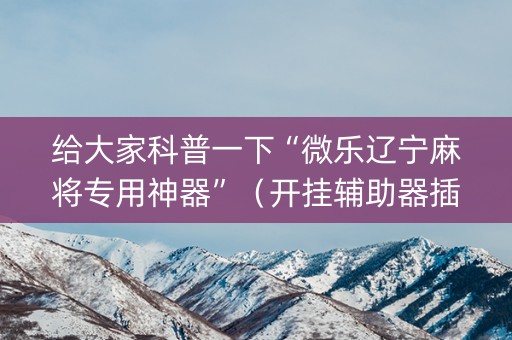 给大家科普一下“微乐辽宁麻将专用神器”（开挂辅助器插件)