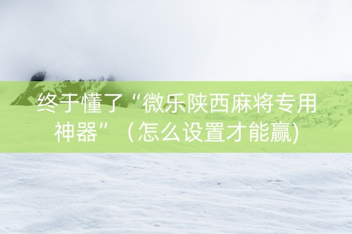 终于懂了“微乐陕西麻将专用神器”（怎么设置才能赢)