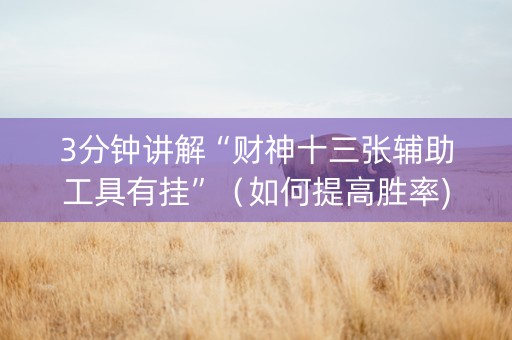 3分钟讲解“财神十三张辅助工具有挂”（如何提高胜率)