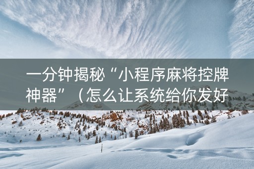 一分钟揭秘“小程序麻将控牌神器”（怎么让系统给你发好牌)