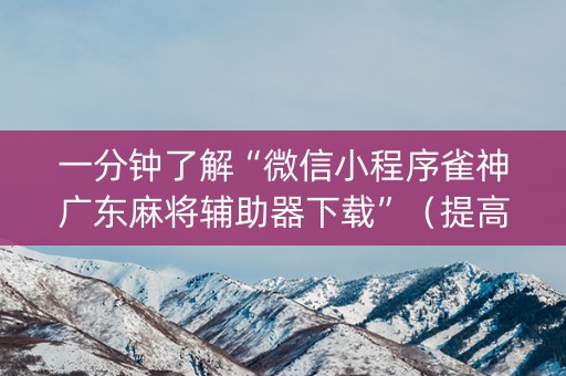 一分钟了解“微信小程序雀神广东麻将辅助器下载”（提高胜率软件)