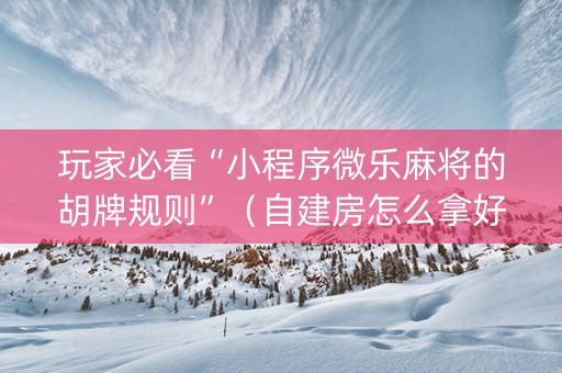 玩家必看“小程序微乐麻将的胡牌规则”（自建房怎么拿好牌)