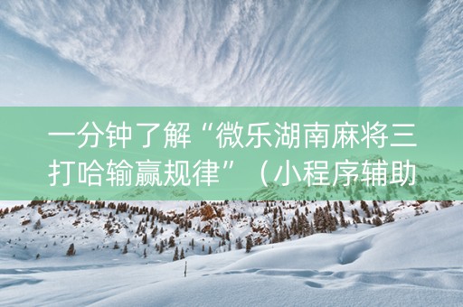 一分钟了解“微乐湖南麻将三打哈输赢规律”（小程序辅助软件)