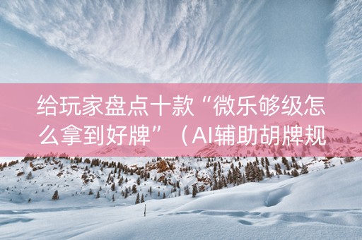 给玩家盘点十款“微乐够级怎么拿到好牌”（AI辅助胡牌规则)