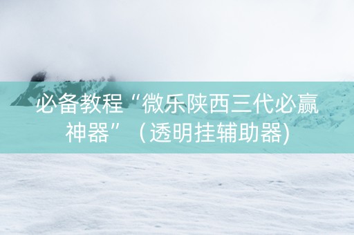必备教程“微乐陕西三代必赢神器”（透明挂辅助器)