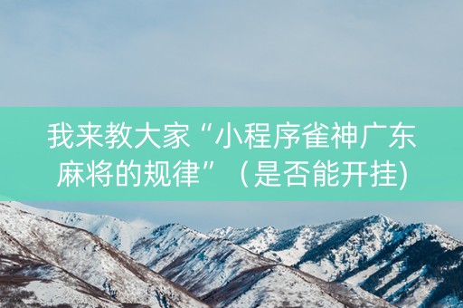 我来教大家“小程序雀神广东麻将的规律”（是否能开挂)