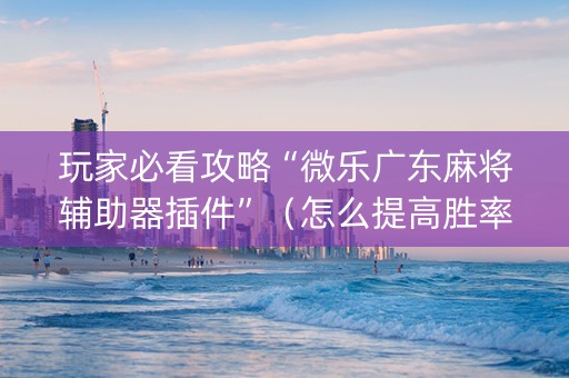 玩家必看攻略“微乐广东麻将辅助器插件”（怎么提高胜率)