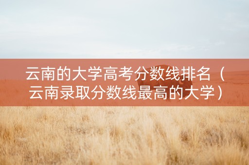 云南的大学高考分数线排名（云南录取分数线最高的大学）