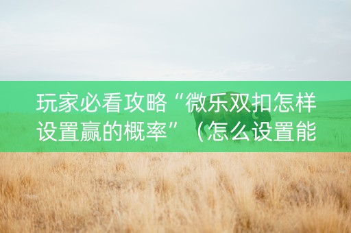 玩家必看攻略“微乐双扣怎样设置赢的概率”（怎么设置能有好牌)