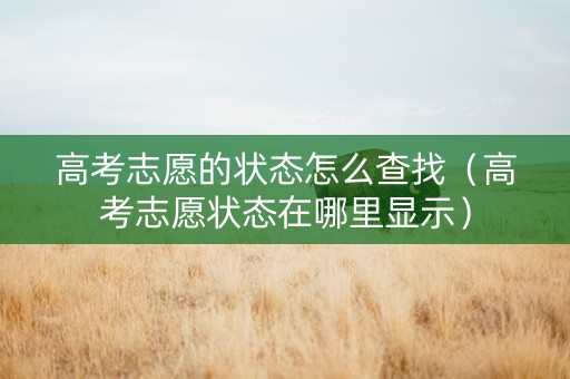 高考志愿的状态怎么查找（高考志愿状态在哪里显示）