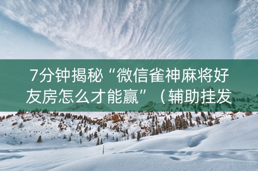 7分钟揭秘“微信雀神麻将好友房怎么才能赢”（辅助挂发牌规律)