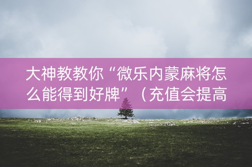 大神教教你“微乐内蒙麻将怎么能得到好牌”（充值会提高胜率么)