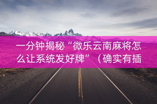 一分钟揭秘“微乐云南麻将怎么让系统发好牌”（确实有插件吗)