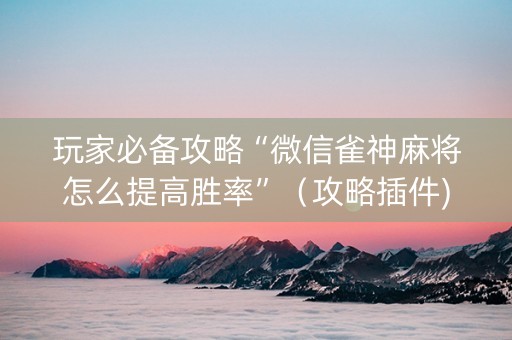 玩家必备攻略“微信雀神麻将怎么提高胜率”（攻略插件)