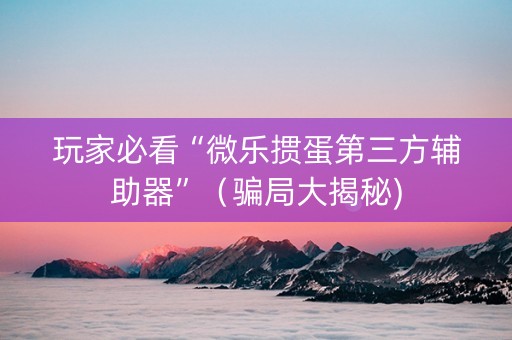 玩家必看“微乐掼蛋第三方辅助器”（骗局大揭秘)