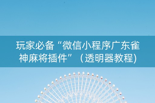 玩家必备“微信小程序广东雀神麻将插件”（透明器教程)