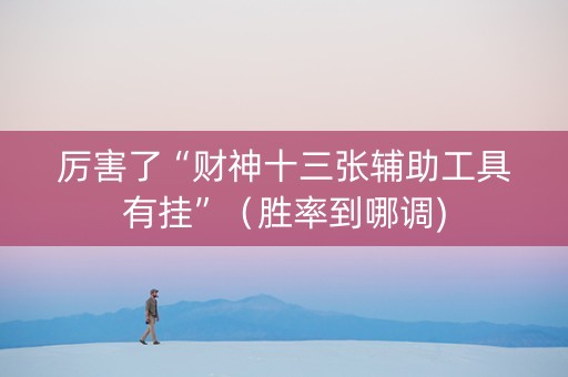 厉害了“财神十三张辅助工具有挂”（胜率到哪调)