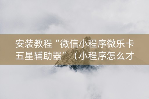 安装教程“微信小程序微乐卡五星辅助器”（小程序怎么才会赢)