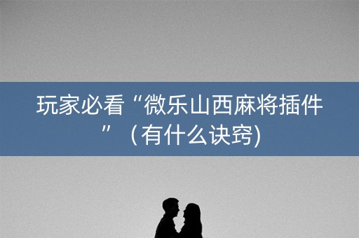 玩家必看“微乐山西麻将插件”（有什么诀窍)