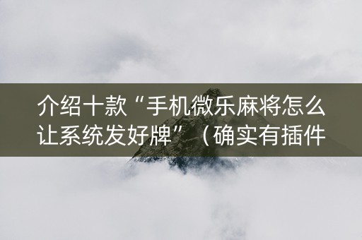 介绍十款“手机微乐麻将怎么让系统发好牌”（确实有插件吗)