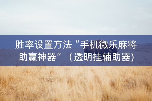 胜率设置方法“手机微乐麻将助赢神器”（透明挂辅助器)