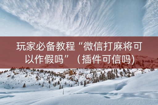 玩家必备教程“微信打麻将可以作假吗”（插件可信吗)