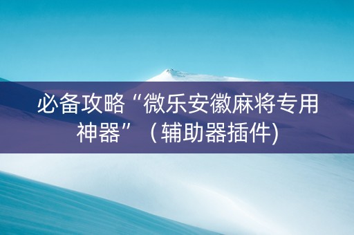 必备攻略“微乐安徽麻将专用神器”（辅助器插件)