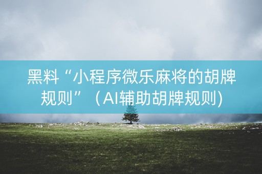 黑料“小程序微乐麻将的胡牌规则”（AI辅助胡牌规则)