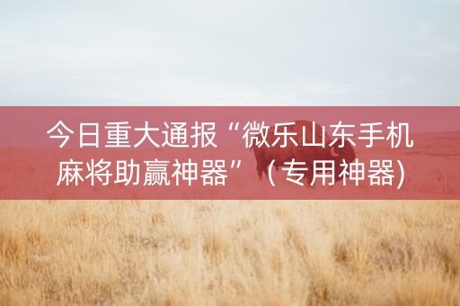 今日重大通报“微乐山东手机麻将助赢神器”（专用神器)