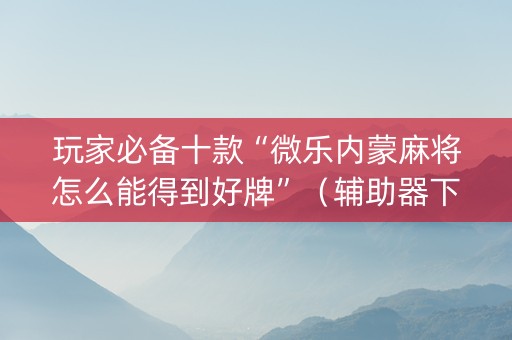 玩家必备十款“微乐内蒙麻将怎么能得到好牌”（辅助器下载)