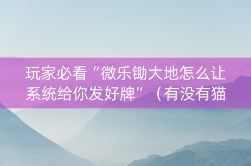 玩家必看“微乐锄大地怎么让系统给你发好牌”（有没有猫腻)