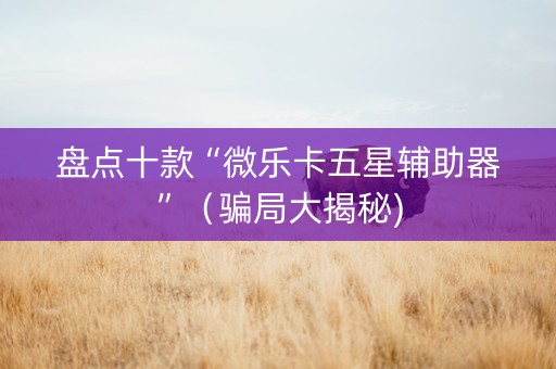 盘点十款“微乐卡五星辅助器”（骗局大揭秘)