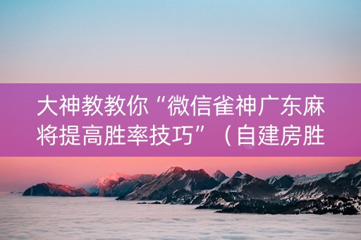 大神教教你“微信雀神广东麻将提高胜率技巧”（自建房胜负规律)