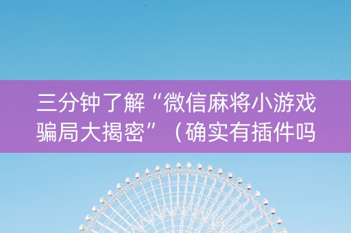 三分钟了解“微信麻将小游戏骗局大揭密”（确实有插件吗)
