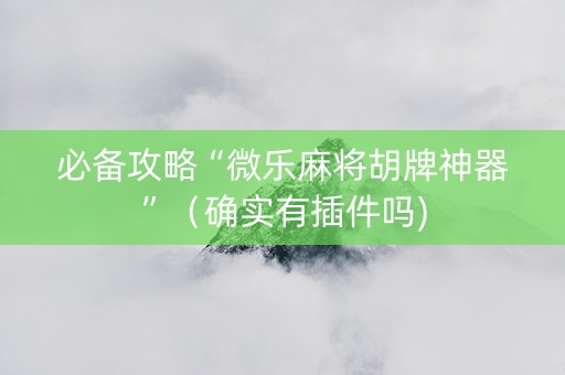 必备攻略“微乐麻将胡牌神器”（确实有插件吗)