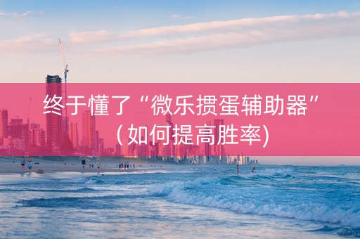 终于懂了“微乐掼蛋辅助器”（如何提高胜率)
