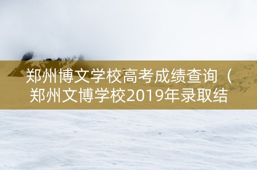 郑州博文学校高考成绩查询（郑州文博学校2019年录取结果）