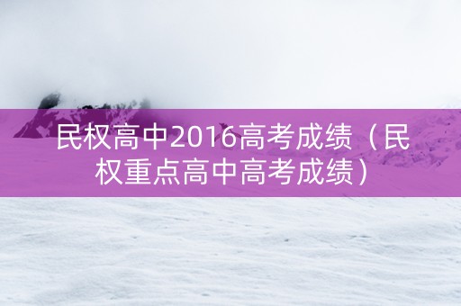 民权高中2016高考成绩（民权重点高中高考成绩）