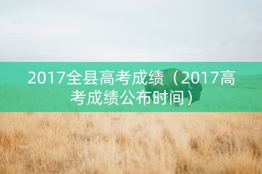 2017全县高考成绩（2017高考成绩公布时间）