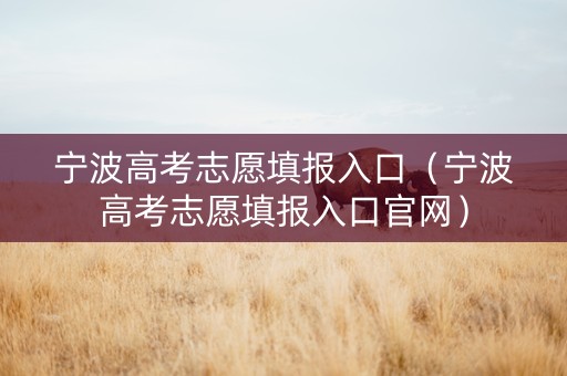 宁波高考志愿填报入口（宁波高考志愿填报入口官网）