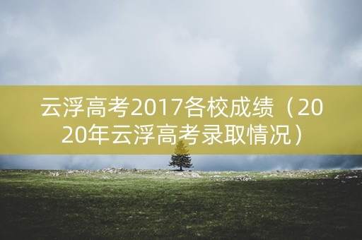 云浮高考2017各校成绩（2020年云浮高考录取情况）