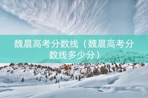 魏晨高考分数线（魏晨高考分数线多少分）
