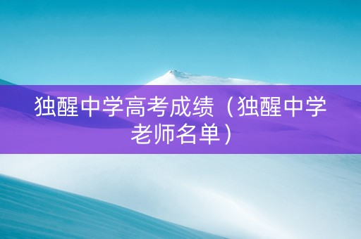 独醒中学高考成绩（独醒中学老师名单）
