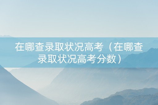 在哪查录取状况高考（在哪查录取状况高考分数）