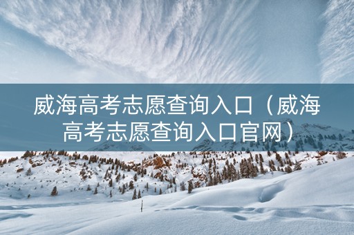 威海高考志愿查询入口（威海高考志愿查询入口官网）