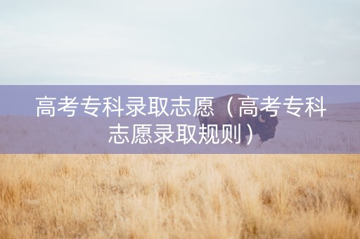高考专科录取志愿（高考专科志愿录取规则）