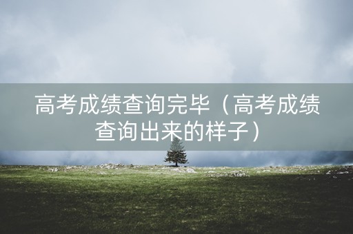 高考成绩查询完毕（高考成绩查询出来的样子）