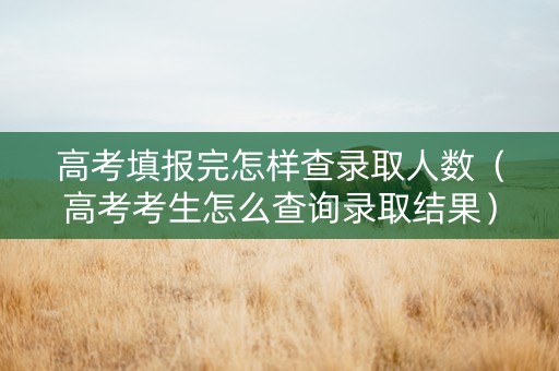 高考填报完怎样查录取人数（高考考生怎么查询录取结果）