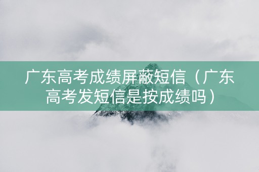 广东高考成绩屏蔽短信（广东高考发短信是按成绩吗）