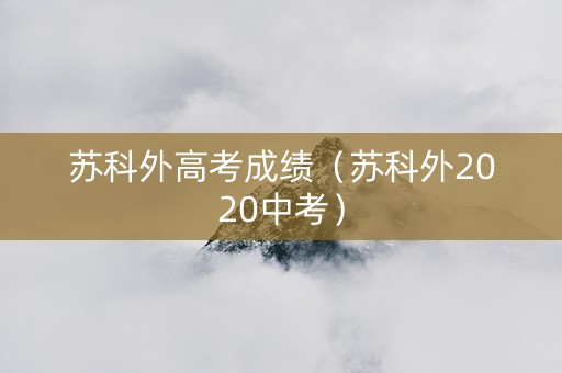 苏科外高考成绩（苏科外2020中考）